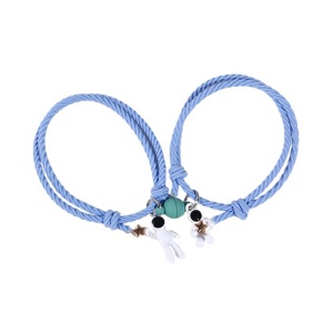 Set bratari cuplu cu magnet, tip sfoara albastra, pandantiv cosmonauti, unisex