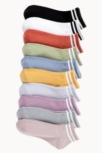 Sosete dama, set 10 perechi, model clasic cu dungi, peste glezna, tematica active life, marimea 36 - 42, multicolor