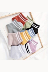 Sosete dama, set 10 perechi, model clasic cu dungi, peste glezna, tematica active life, marimea 36 - 42, multicolor - Img 3