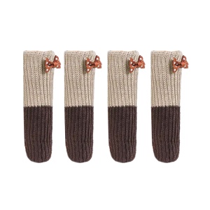 Sosete pentru mobila, protectie pentru picioarele scaunelor, model tip husa anti zgariere cu fundite, tematica elegant fashion home, marime universala, maro