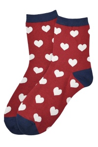 Sosete trendy, model peste glezna, imprimeu grafic cu inimioare, tematica magic heart, marime 36-42, unisex, visinii