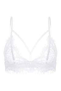 Sutien sexy dama, cu bretele decorative la decolteu, alb - Img 2