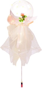 Trandafir in balon cu lumini din LED cu voal alb, baterii incluse, RRI