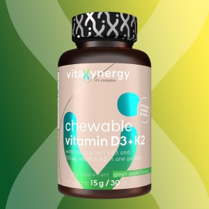 VITAXYNERGY CHEWABLE VITAMIN D3 + K2 30 tabs pentru sanatatea oaselor si sistemului cardiovascular, Aprobat de Ministerul Sanatatii, Certificat FDA, GMP, Halal - Img 2