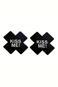 Accesorii autoadezive pentru sani, set 2 piese, model opac, tematica sexy kiss me, negru