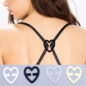 Accesorii sutien, set 4 piese, tip cleme pentru ajustarea bretelelor, model chic in forma de inimioara, tematica feel free, multicolor