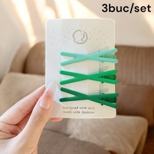 Agrafe de par, set 3 bucati, model in X, vesel si colorat, tematica strop de culoare in parul tau, verde - Img 3