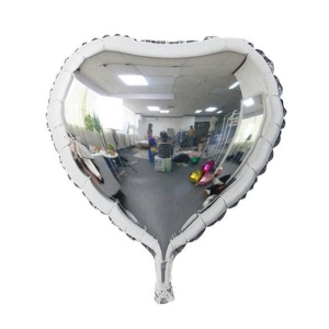 Balon iubire, decor inima, 45 cm, argintiu
