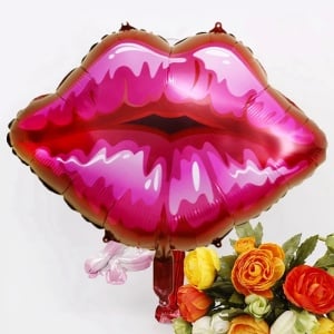 Balon kiss, decor buze, 75 cm, rosu - Img 2