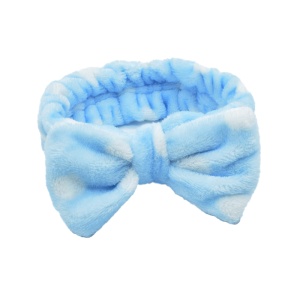 Bentita cosmetica machiaj, elastica, model cu buline albe, albastru deschis, marime standard