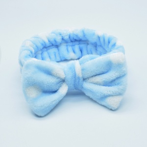 Bentita cosmetica machiaj, elastica, model cu buline albe, albastru deschis, marime standard - Img 2