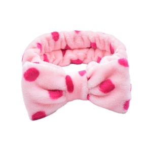 Bentita cosmetica machiaj, elastica, model cu buline colorate, roz inchis cu buline fucsia, marime standard