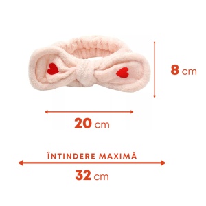 Bentita cosmetica machiaj, iepuras cu inimioare, roz piersica, marime standard - Img 3