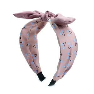 Bentita pentru par cu funda, model vis de vara, imprimeu cu cirese delicioase, marime universala, roz inchis