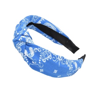 Bentita pentru par cu nod, model elegant cu insemne tribale, imprimeu grafic, marime universala, albastru
