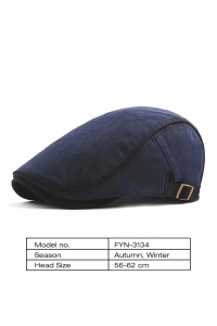 Bereta barbati, cozoroc curbat acoperit, prindere reglabila, model cool calduros, tematica modern classic style, marime universala, albastru marin - Img 4
