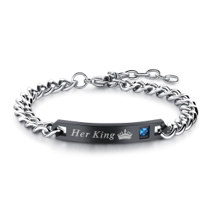 Bratara barbateasca her king, neagra, reglabila, cu stras,