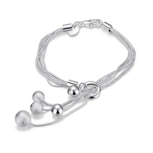 Bratara dama, model cu lanturi multiple, accesorii bilute, argintie