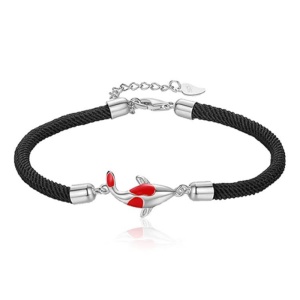 Bratara dama, sfoara, reglabila, model creativ, accesoriu peste koi norocos, neagra - Img 4