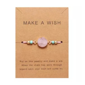 Bratara dama, sfoara, reglabila, model make a wish, accesoriu rotund, roz