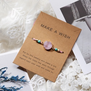 Bratara dama, sfoara, reglabila, model make a wish, accesoriu rotund, roz - Img 2
