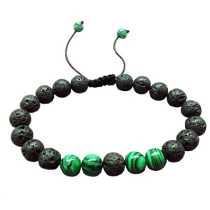 Bratara din roca vulcanica, , creata manual, unisex, reglabila, verde