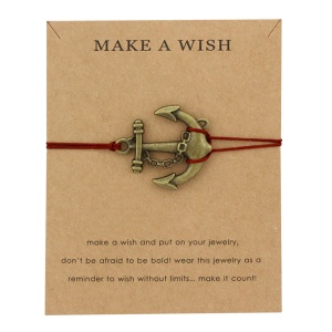 Bratara make a wish, tip sfoara, pandantiv ancora cu snur rosu, unisex