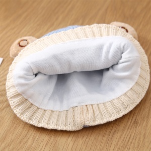 Caciula pentru copii, accesorizata cu urechiuse de ursulet, model minimalist, captuseala delicata, tematica little bear, 3 luni – 3 ani, albastra - Img 4