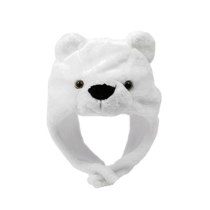 Caciula pentru copii, calduroasa, model ursulet polar hazliu, urechi lungi, tematica I’m a fancy little bear, 3 – 12 ani, alba