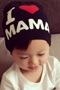 Caciula pentru copii, model “I love mama”, calduroasa si cool, neagra, marime universala - Img 4