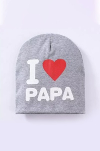 Caciula pentru copii, model “I love papa”, calduroasa si cool, gri, marime universala - Img 2