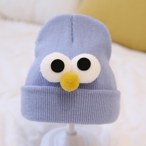 Caciula pentru copii, model minimalist accesorizat cu ochisori curiosi si nasuc nazdravan, tematica curious little baby, 0 – 1 ani, albastru deschis - Img 2