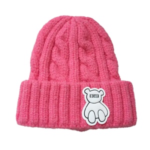 Caciula pentru copii, model moale si calduroasa, tematica happy bear world, 3 – 10 ani, roz aprins