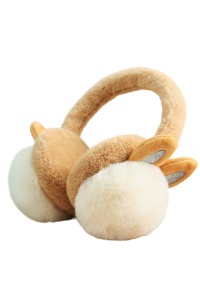 Casti de protectie impotriva frigului si a vantului pentru femei, model calduros cu urechiuse de iepuras, tematica fluffy bunny butt, marime universala, crem