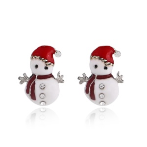 Cercei dama, model Craciun om de zapada, cu accesorii rosii, aurii si cristale semipretioase, 2 cm - Img 2
