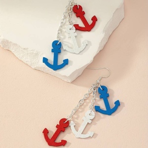 Cercei dama, model sailing, cool si indraznet, pandantive tip ancora, tematica sea lover, multicolori - Img 4