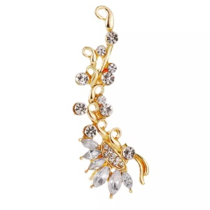 Cercel dama, model single ear, floricele si cristale semipretioase, auriu, M2