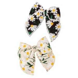 Clama de par tip ac, set doua piese, accesoriu funda delicata imprimeu floral, tematica I love flowers, multicolor
