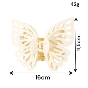 Cleste de par, prinde puternica, model voluminos fluture elegant, tematica I love butterfly, bej - Img 2