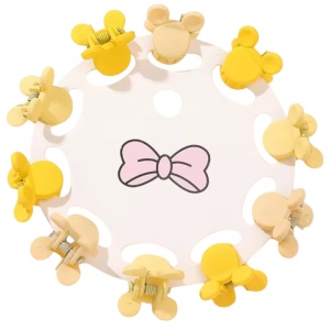 Clesti de par, set 10 bucati, model minimalist, prindere puternica, soricei veseli, tematica happy day, galben