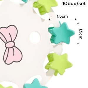 Clesti de par, set 10 bucati, model minimalist, prindere puternica, stelute magice, tematica happy star, verde - Img 3