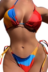 Costum de baie dama, 2 piese, model sexy vibrant multicolor