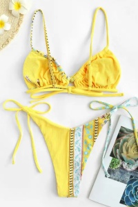 Costum de baie dama, 2 piese, model sunny summer galben - Img 2