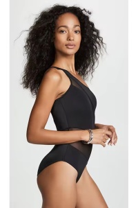 Costum de baie dama, o piesa, model incitant, cu taieturi semitransparente, prindere pe un umar, tematica sexy hot summer negru - Img 3
