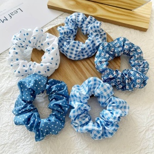 Elastic de par, set 5 bucati, model versatil, combinatii cute, imprimeu haios, tematica fashion lady, albastru deschis