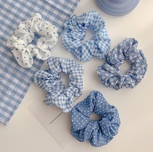 Elastic de par, set 5 bucati, model versatil, combinatii cute, imprimeu haios, tematica fashion lady, albastru deschis - Img 4