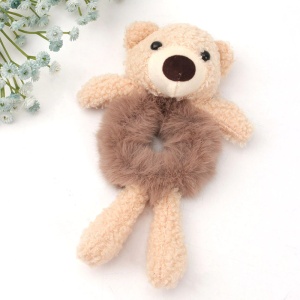 Elastic par, model animalute fericite, accesoriu ursulet, maro - Img 3