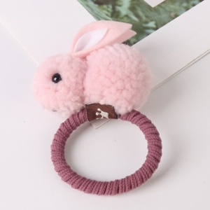Elastic pentru par, model iepuras handmade, roz - Img 4