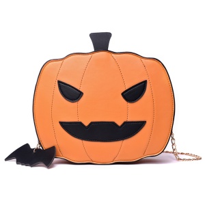 Geanta dama Halloween, bareta pentru umar, inchidere fermoar, un compartiment, piele ecologica, maro