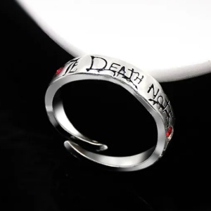 Inel clasic anime, model Death Note, tematica shinigami is watching, marime universala, reglabil, unisex, argintiu, - Img 4